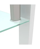 Slickblue White and Clear Modern Coffee Table for Living Room