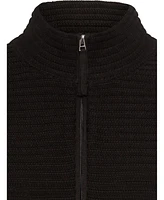 Olsen Women's Rib Knit Zip Front Mock Neck Cardigan