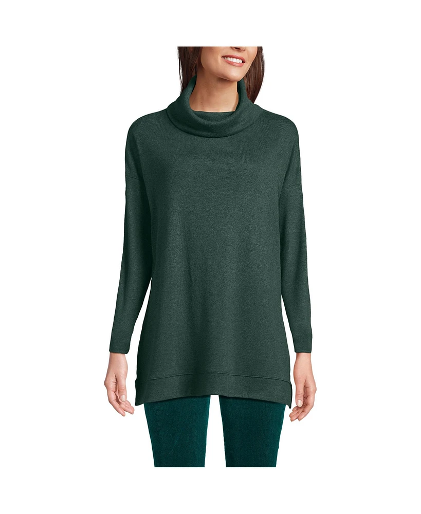 Lands' End Women's Long Sleeve Cozy Knit Cowl Neck Tunic