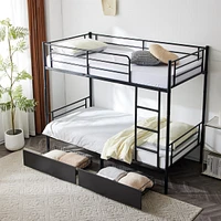 Slickblue Twin Over Twin Convertible Bunk Bed with 2 Storage Drawers for Space-Saving Solutions