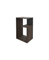 Fm Furniture Vega Side Table in melamine with open storage,camel+black