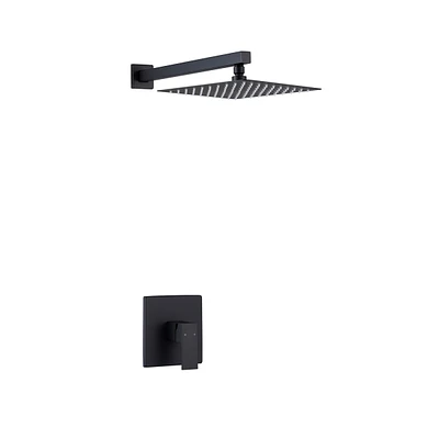 Flynama 1-Spray Patterns with 1.5 Gpm 10 in. Wall Mount Rain Fixed Shower Head in Matte Black