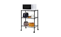 Slickblue 3-Layer Plastic-Coated Iron Shelf with 1.5-Inch Plastic Wheels for Easy Mobility