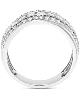 Diamond Triple Row Diagonal Band (1 ct. t.w.) 10k White or Yellow Gold