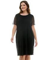 Bebe Plus Power Mesh A-line Maxi Dress, Black, 3X