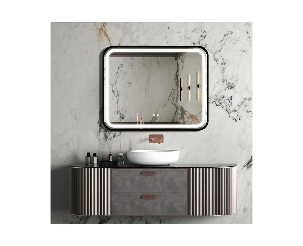 Garmin Led Classy Vanity Mirror 40"x32", Led Wall Lighted Mirror, Dimmable Touch, Anti-Fog, Cri 95, Adjustable 3000K