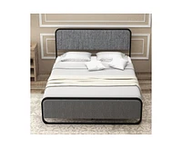 gaomon Queen Size Bed Frame, Metal Platform Bed with Curved Upholstered Headboard and Footboard, Strong Slats Support, No Box Spring Needed