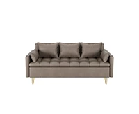 gaomon Modern 3-Seat Sofa Couch with Storage under Seat Cushion, Comfy Leather Fabric Sofa with 5 Pillows for Living Room, Bedroom, Apartment