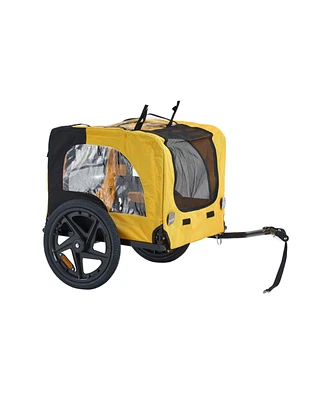 Slickblue Yellow Heavy-Duty Outdoor Foldable Utility Pet Stroller and Dog Carrier Bicycle Trailer