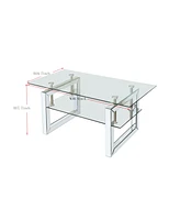 Slickblue Transparent Tempered Glass Coffee Table