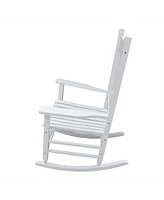 Slickblue White Wooden Porch Rocker Chair for Timeless Outdoor Relaxation – Durable and Stylish for Patios and Porches