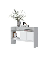 Fm Furniture Bylas Console Table in Melamine With Two Doors y Open Storage