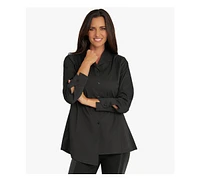 Stella Carakasi Women's Long Sleeves Cotton Poplin Asymmetrical Unique Cuff Transformation Tunic