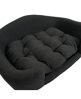 Mid-Century Modern Dog Bed with Tufted Cushion