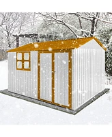 Metal garden sheds 10ftx8ft outdoor storage sheds white+yellow with window