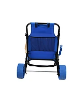 Beach Cart Chairs With Wheels 2 in 1 Foldable Beach Lounge Chair With Integrated Wagon Pull Cart Perfect for Backyard Pool or Picnic