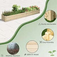 8x2ft Wooden Raised Garden Bed Kit, Elevated Planter with 2 Boxes, Self Draining Bottom and Liner, Patio to Grow Vegetables, Herbs, and Flowers, Natur