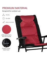 2 Piece Outdoor Patio Furniture Set with 2 Folding Padded Rocking Chairs, Bistro Style for Porch, Camping, Balcony, Red