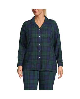 Lands' End Plus Long Sleeve Print Flannel Pajama Top