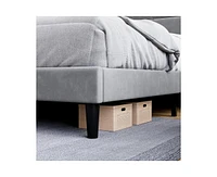 gaomon Full Size Bed Frame, Velvet Upholstered Platform Bed Frame with Headboard, Wooden Slats Support, No Box Spring Needed, Easy Assembly, Gray