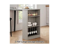 gaomon 3-Piece 36in Wooden Counter Height Dining Table Set for Kitchen, Dining Room w/Storage Shelves, Metal Frame, 2 Barstools