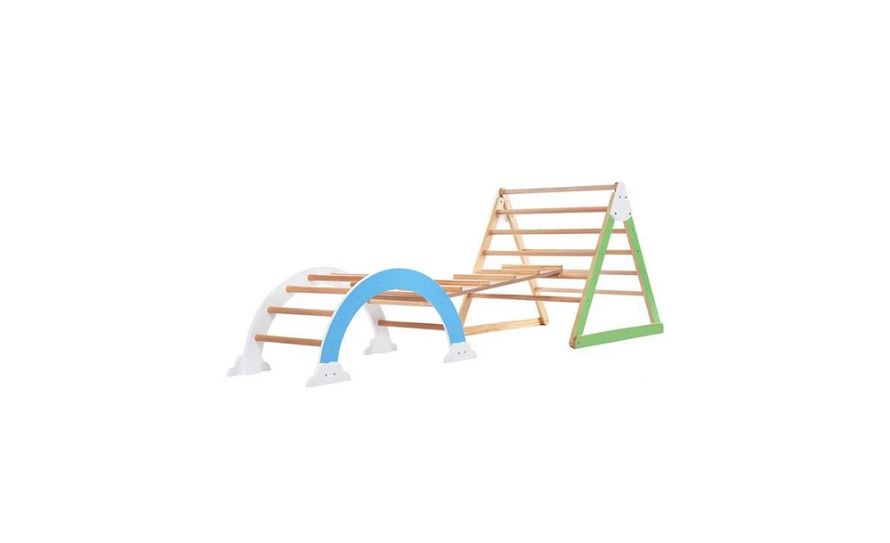 Slickblue Wooden Climbing Triangle Toys for Kids - Safe Indoor and Outdoor Play Equipment