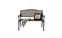 Slickblue Outdoor Cast Aluminum Bench with Mesh Backrest and Seat Surface for Comfortable Seating