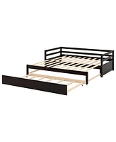 Slickblue Twin or Double Twin Daybed with Trundle,Espresso