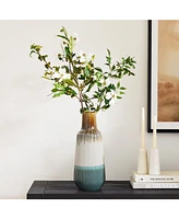 LuxenHome Earth Tones Ombre Stoneware Vase