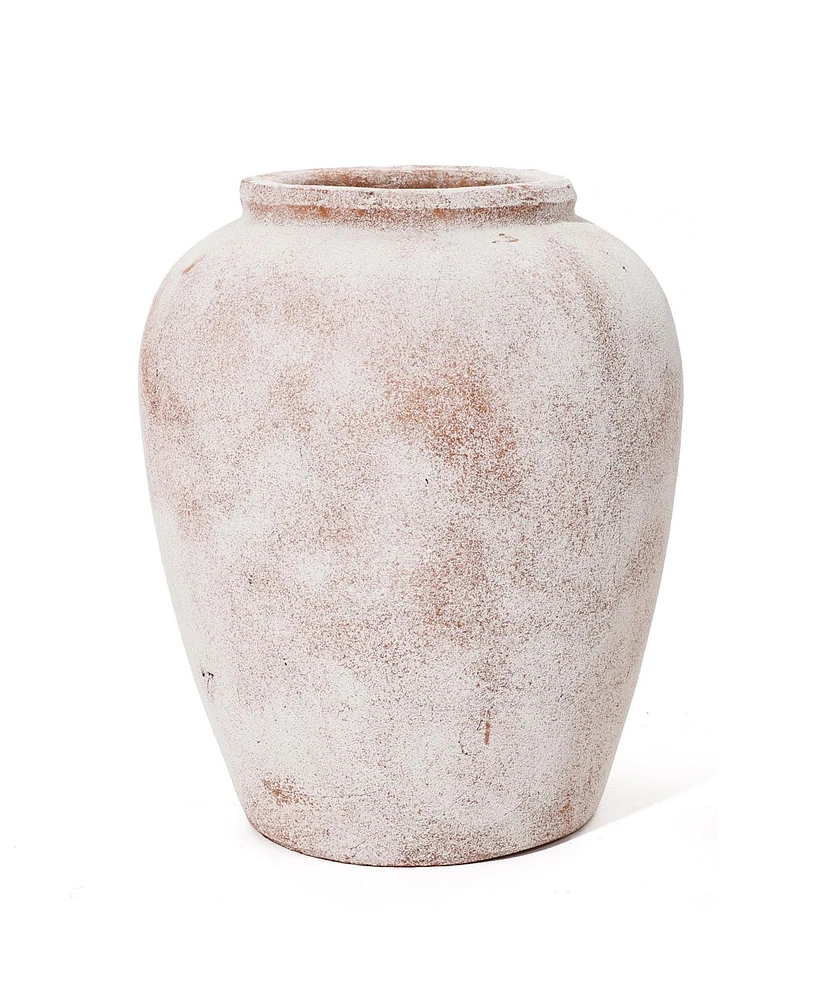 LuxenHome Marble Brown and White -Inch Tall Terracotta Vase