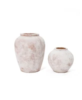 LuxenHome Marble Brown and White -Inch Tall Terracotta Vase