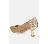 London Rag Dinah Rhinestones Embellished Kitten Heel Pumps