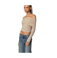 Edikted Women's Lili Fold Over Knit Top