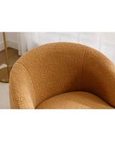 Slickblue Teddy Fabric Swivel Accent Armchair Barrel Chair with Black Powder Coated Metal Ring