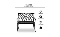 Slickblue 38-Inch Outdoor Aluminum Bench with Orchid Back in Black – Elegant and Durable Seating Solution for Patios and Gardens