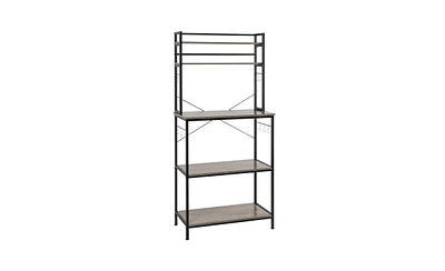 Slickblue 5-Tier Kitchen Bakers Rack with 10 S-Shaped Hooks – Rustic Gray