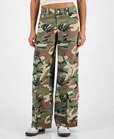 Madden Girl Juniors' Camouflage Wide-Leg Cargo Jeans