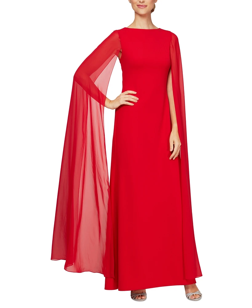 Alex Evenings Women's Cape-Sleeve Gown