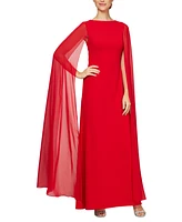 Alex Evenings Women's Cape-Sleeve Gown