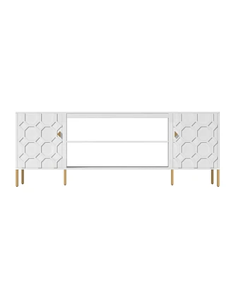 Boyel Living Versatile Tv Stand with Elegant Honeycomb Design and Ample Storage