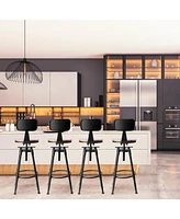 Sugift Set of 4 Height Adjustable Barstool Steel Frame Kitchen Stool