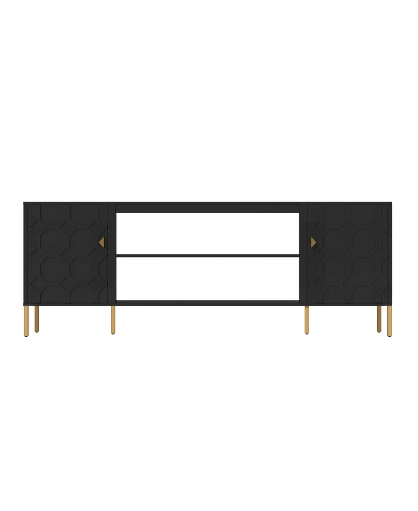 Boyel Living Versatile Tv Stand with Elegant Honeycomb Design and Ample Storage