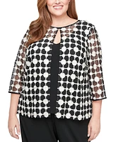 Alex Evenings Plus 3/4-Sleeve Embroidered Jacket & Tank Top Set