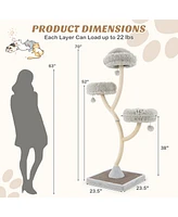 70 Inch Tall Cat Tree 4-Layer Cat Tower with 3 Perches and Dangling Balls