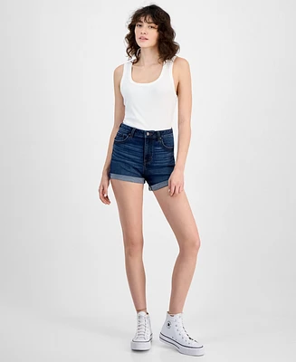 Celebrity Pink Juniors' 4" High-Rise Curvy Denim Shorts