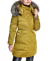 Julia & Stella by Maximilian Women's Puffer Coat with Shearling Trim