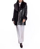 Julia & Stella by Maximilian Women's Wrap Coat with Shearling Trim