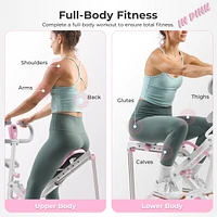 Sunny Health & Fitness Pink Row-n-Ride Plus, Squat Assist Rower, 330LBs Capacity and Free Access to SunnyFit App