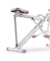 Sunny Health & Fitness Pink Row-n-Ride Plus, Squat Assist Rower for Glutes and Full Body Workout, 330 Lb Capacity and Free Access to SunnyFit App