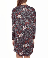 iCollection Women's Long Sleeve Ultra Soft Floral Print Sleepshirt Nightgown